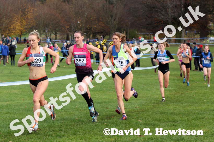 Lily Partridge, 852 Laura Weightman and 816 Katie Brough in the senior womens Liverpool Cross Challenge. David T. Hewitson/Sports for All Pics